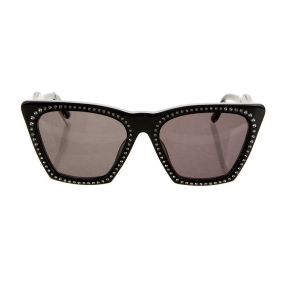Illesteva Black Geometric Sunglasses with Rhinestones - Picture 1 of 5